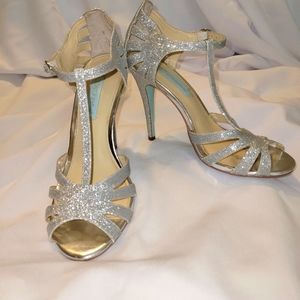 Blue by Betsy Johnson Silver Wedding Heels